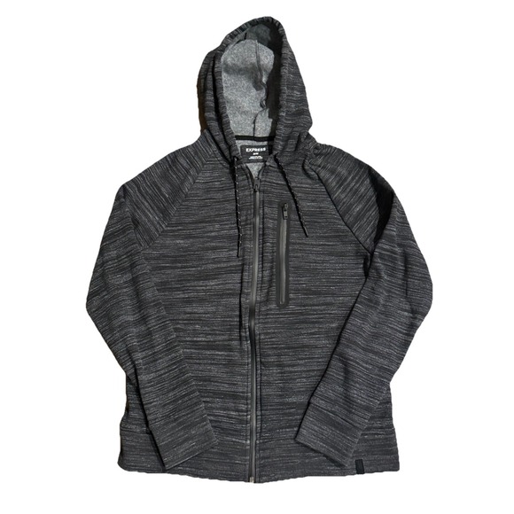 Express Men's Active Wear Medium Full Zip Dark Gray Stretch  Hoodie - Picture 1 of 8